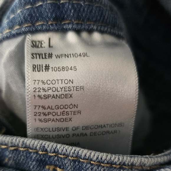 Wallflower Denim Stretch High Rise Shortalls Overalls Juniors Size Large - Picture 9 of 11